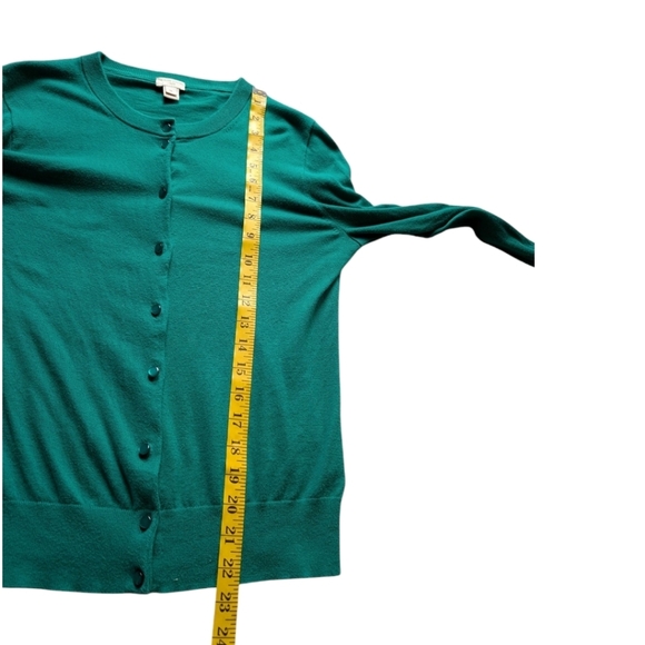 J Crew Clare Cardigan Sweater Green Button Down Cotton Long Sleeve Women  Medium - Picture 12 of 12